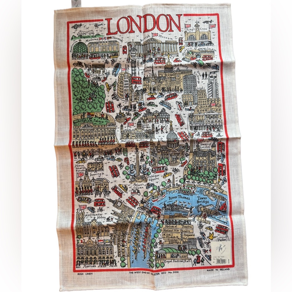 London Map Linen Tea Towel